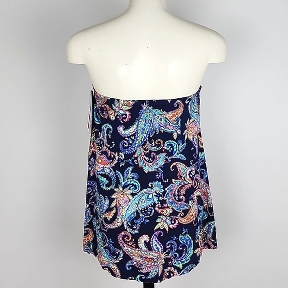 NWT CHRISTINA Medallion Navy Paisley Flyaway Bandeau One Piece Hip Minimize Sz 8 - Picture 7 of 16